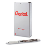 EnerGel Pearl Retractable Liquid Gel Pen, 0.7 mm Needle Point, Black Ink, Refillable, Pearl White Barrel, 1 Dozen