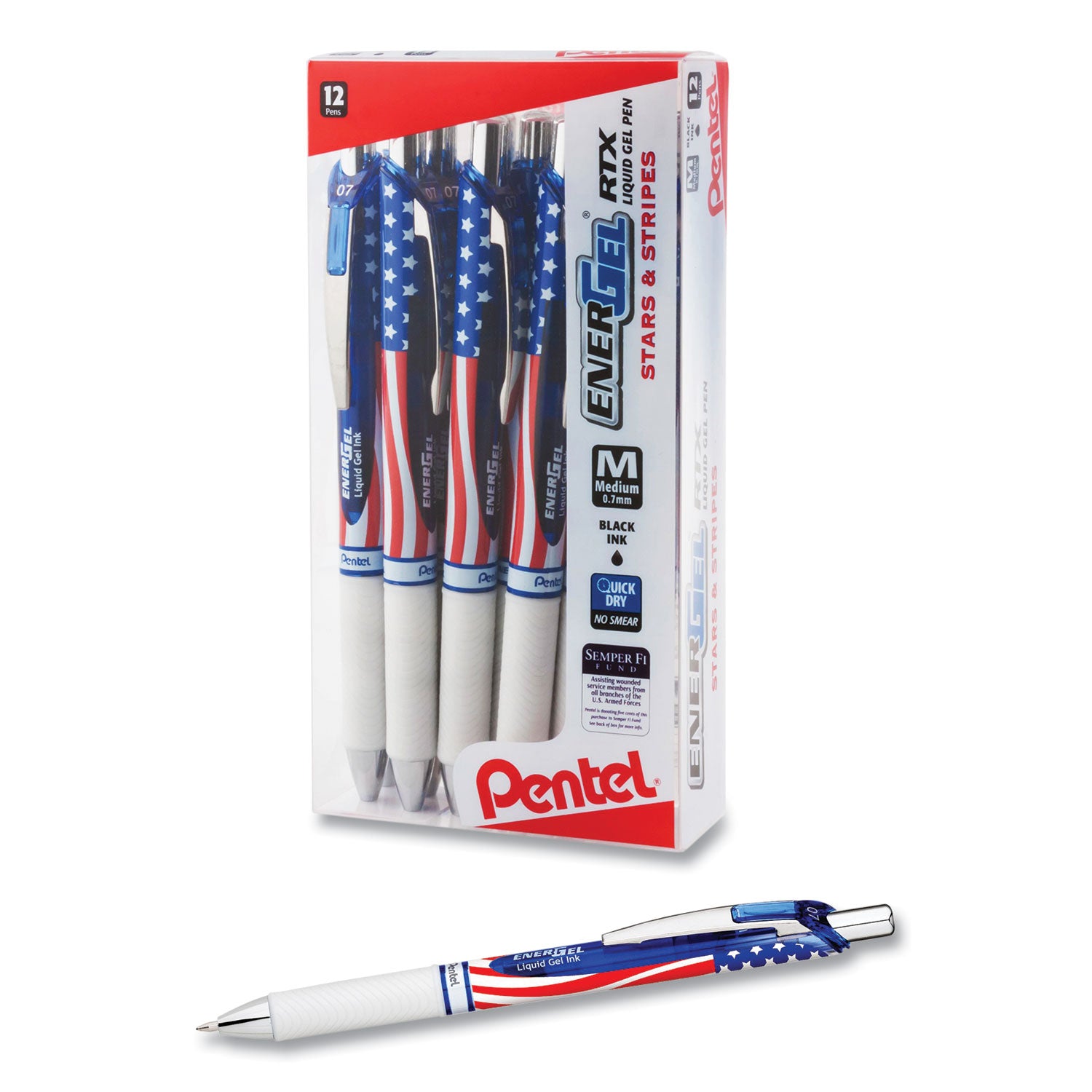 0.7 mm Pen Point - Refillable - Retractable - Black Ink - 1 Dozen