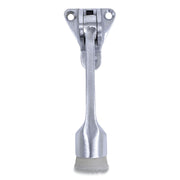 Hinged Kick-Down Door Stop With Triangular Three-Point Mounting Plate, 1" Wide Door Mount, 4.18 Long Stopper, Satin Chrome