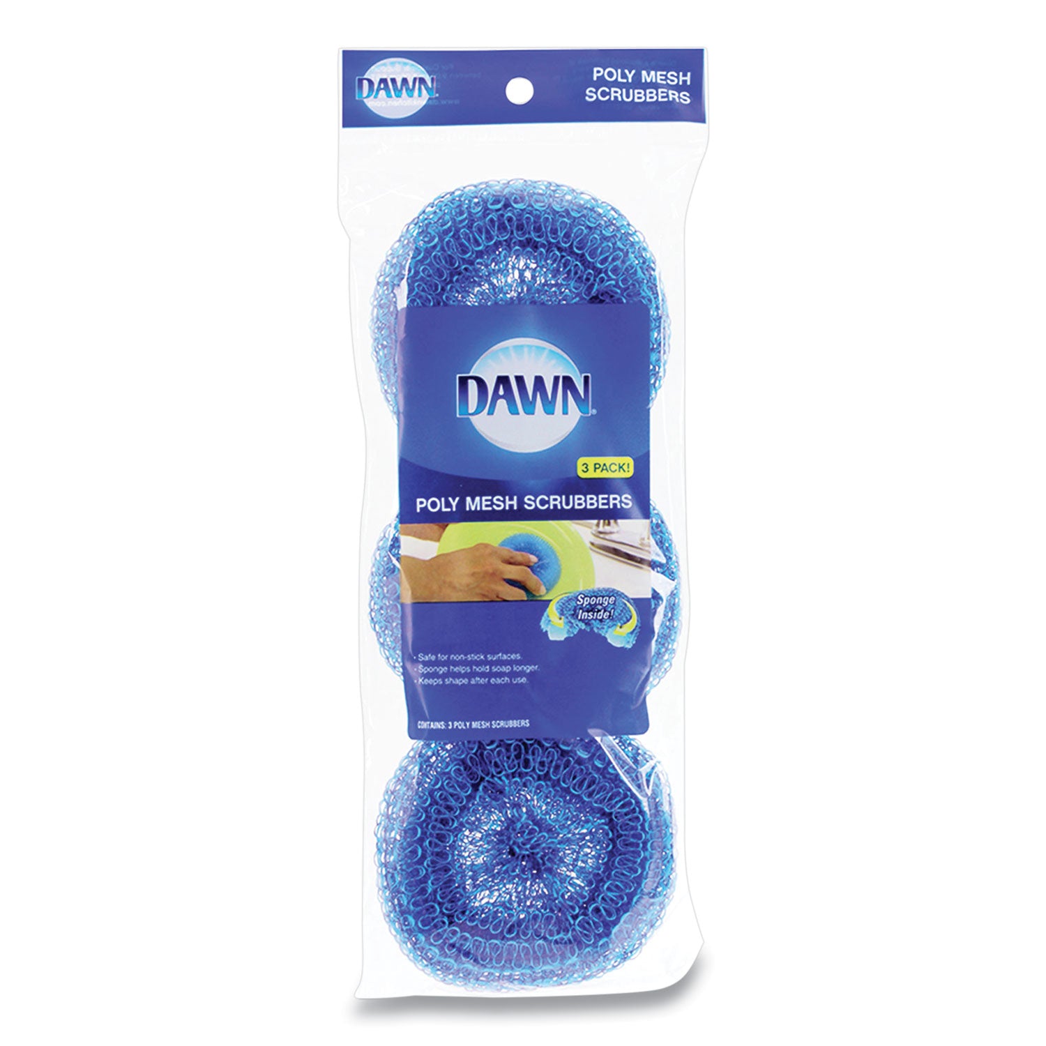 Poly Mesh Scrubbers, Blue, 3/pack
