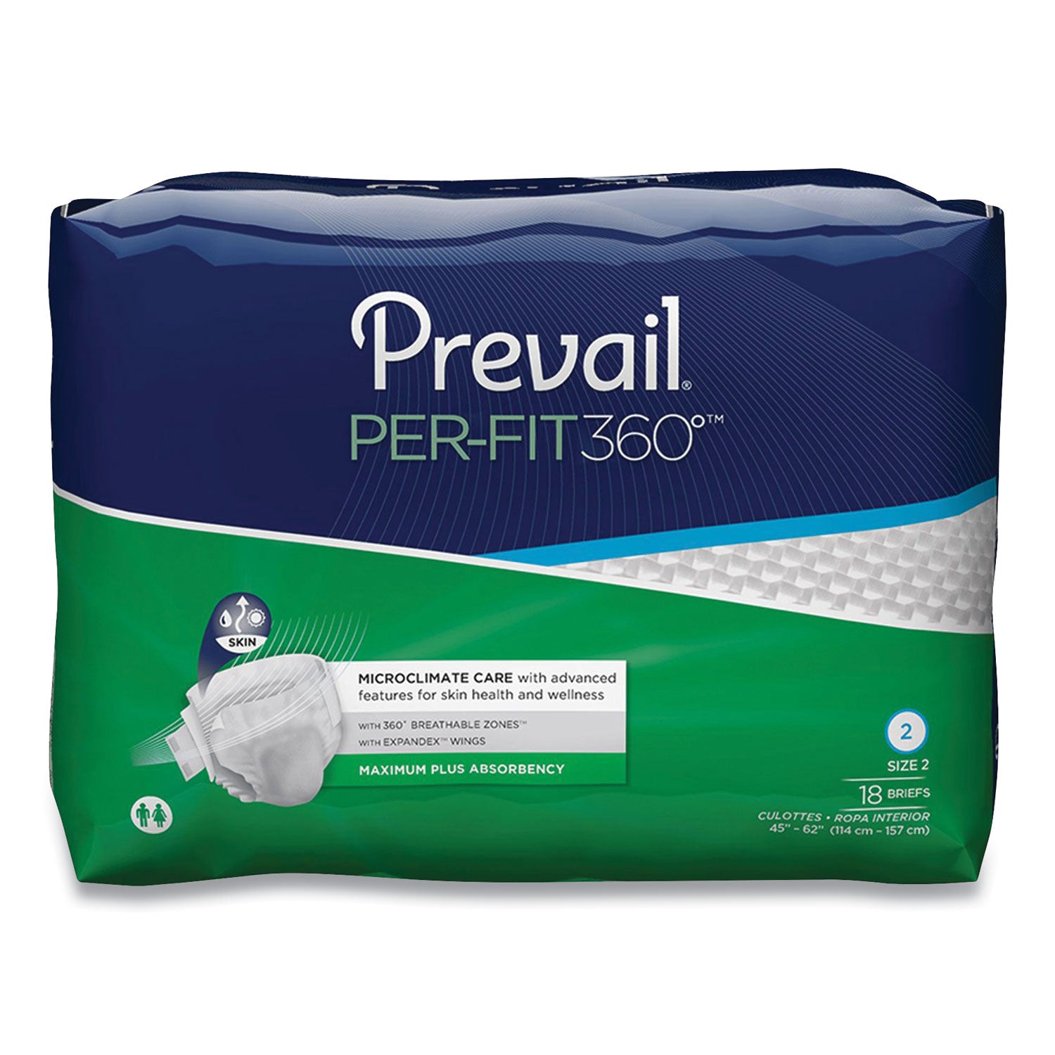 Per-Fit360 Degree Briefs, Maximum Plus Absorbency, Size 2, 45" To 62" Waist, 72/carton