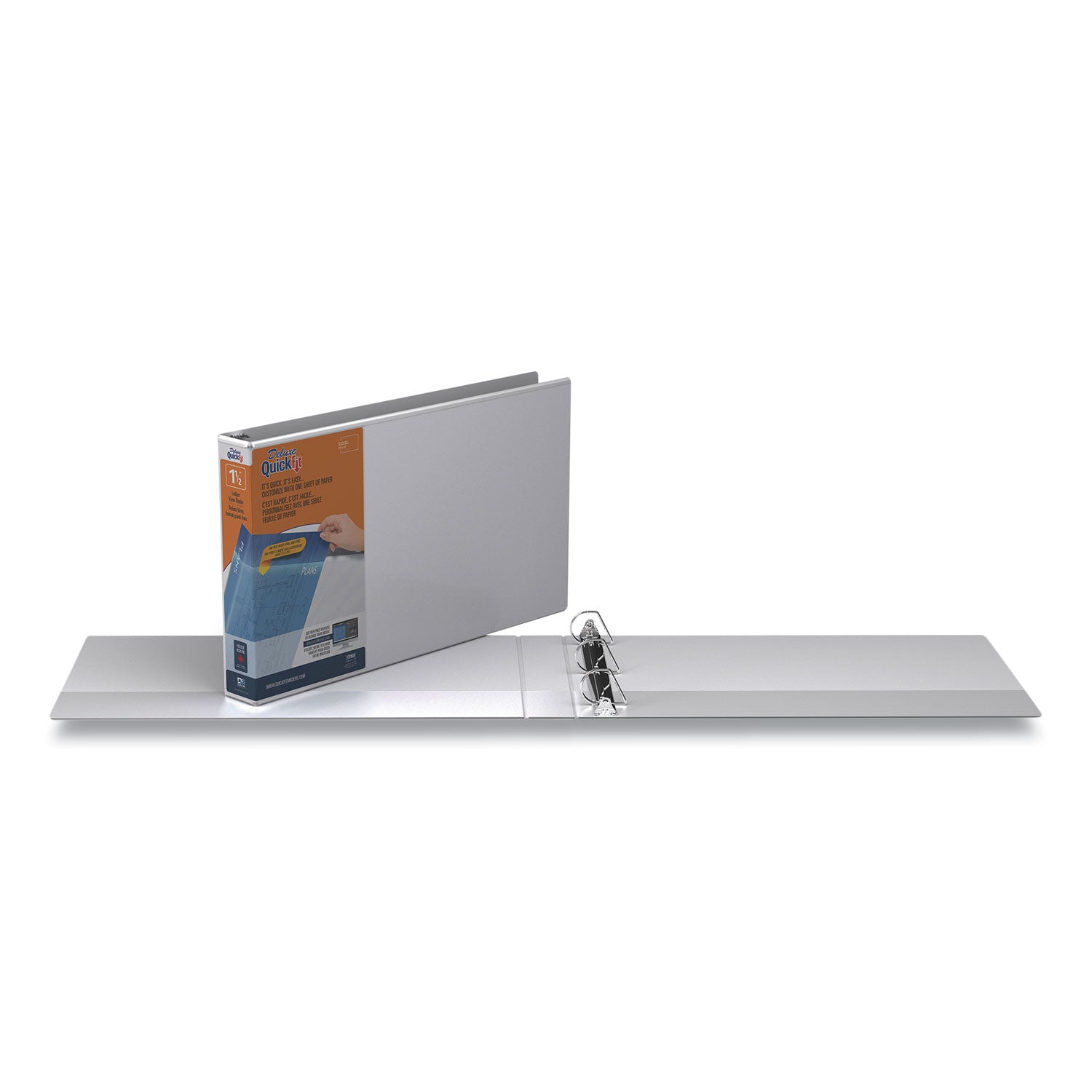 Quickfit Ledger D-Ring View Binder, 3 Rings, 1.5" Capacity, 11 X 17, White