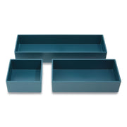 Three-Piece Plastic Drawer Organizer, 3.23 X 3.23 X 1.47, 6.26 X 3.23 X 1.47, 9.5 X 3.23 X 1.47, Teal, 3/set