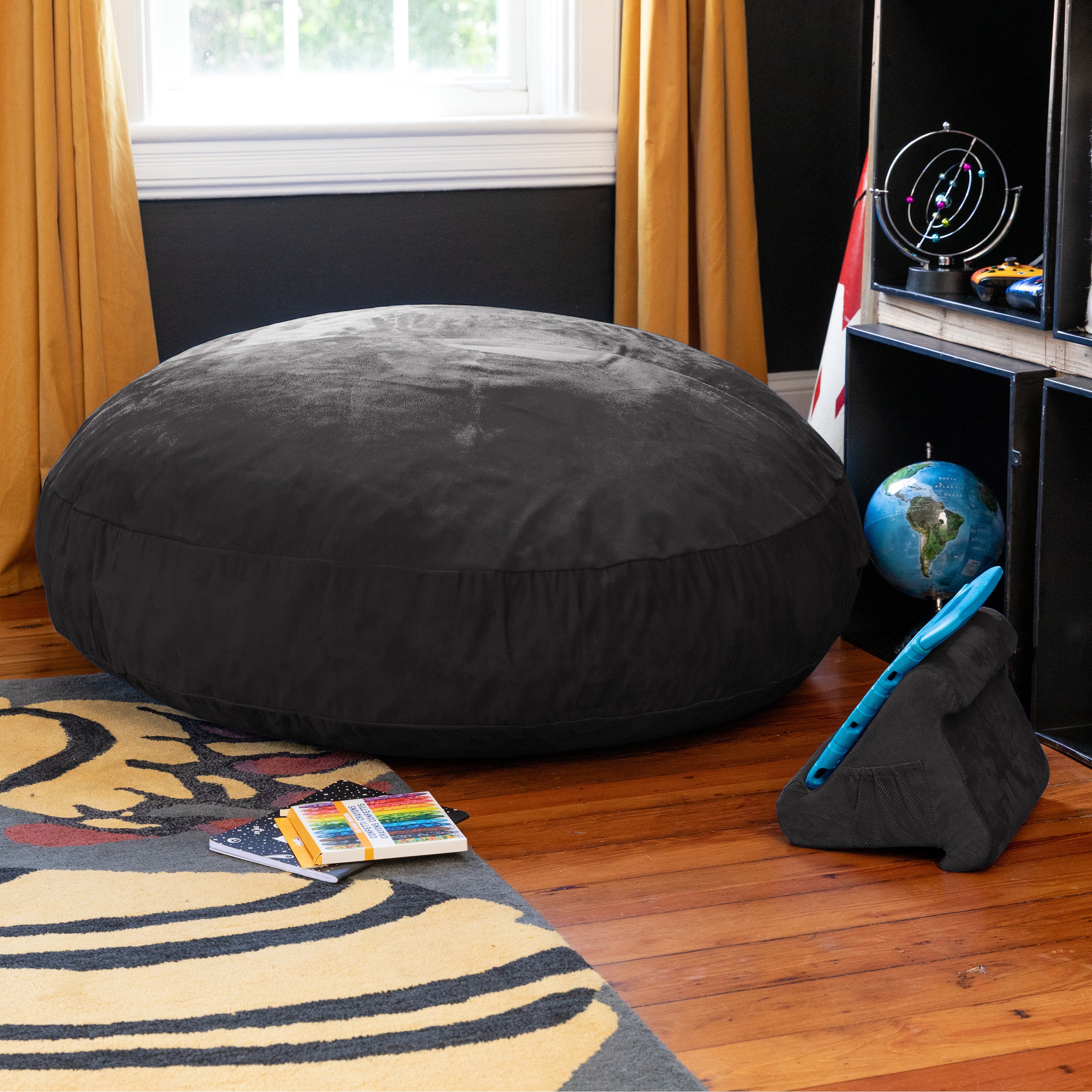 Jaxx Cocoon 4 Foot Bean Bag Chair and Crash Pad, Black