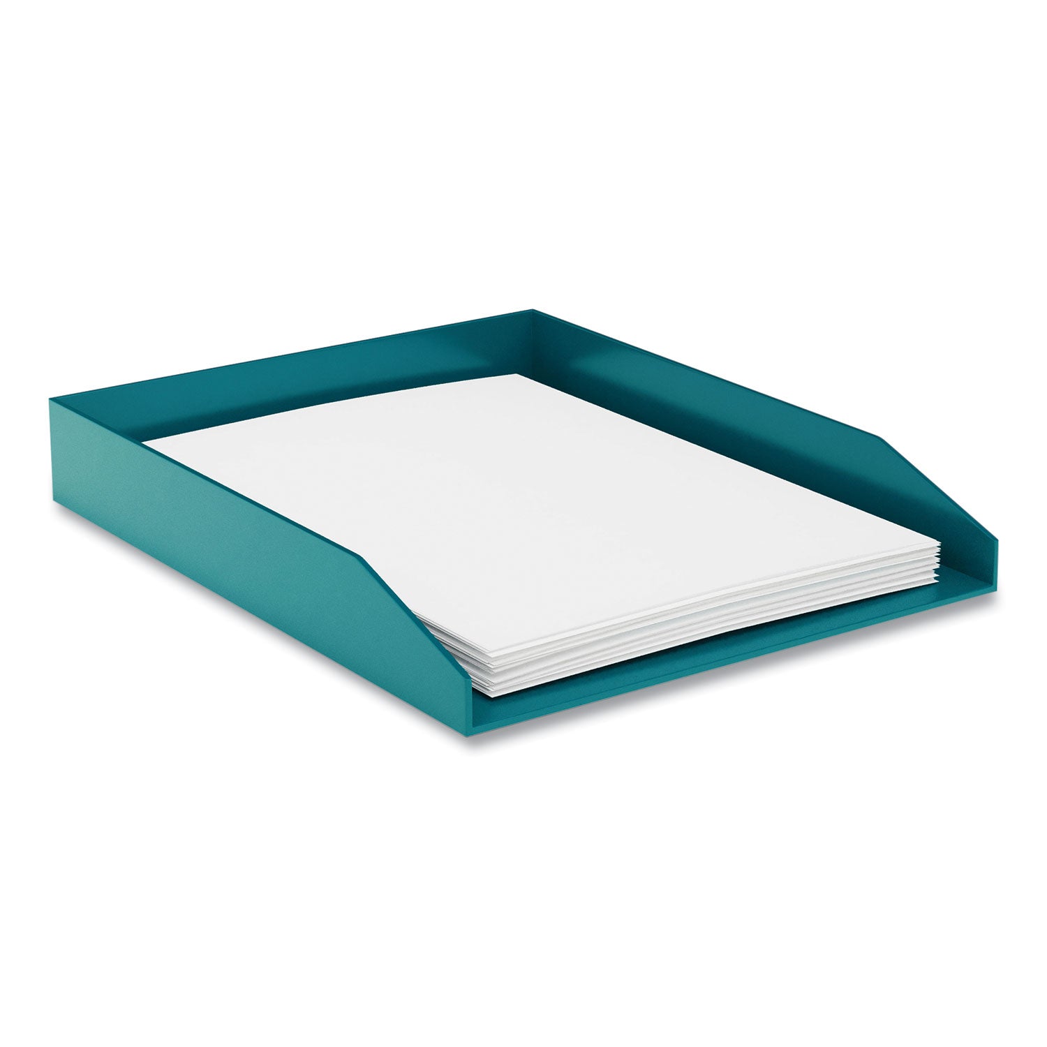 Front-Load Stackable Plastic Document Tray, 1 Section, Letter Size Files, 9.8 X 12.24 X 1.75, Teal