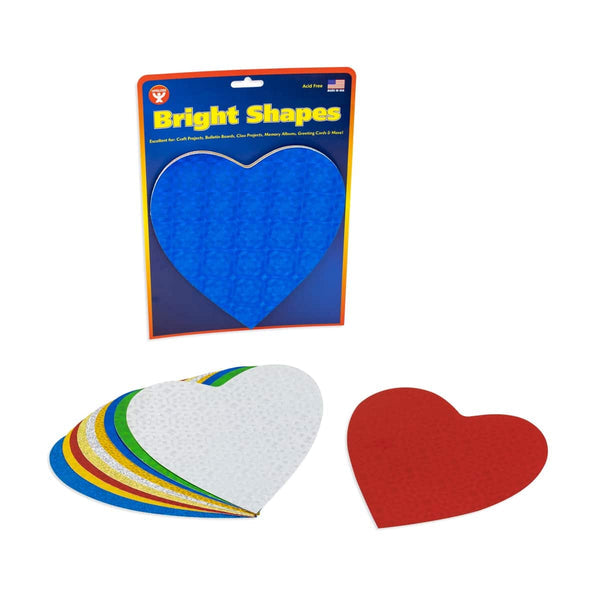 Hearts & Stars - Cardstock, Holographic, 10 ct., 6" Hearts, Asst'd Designs & Colors