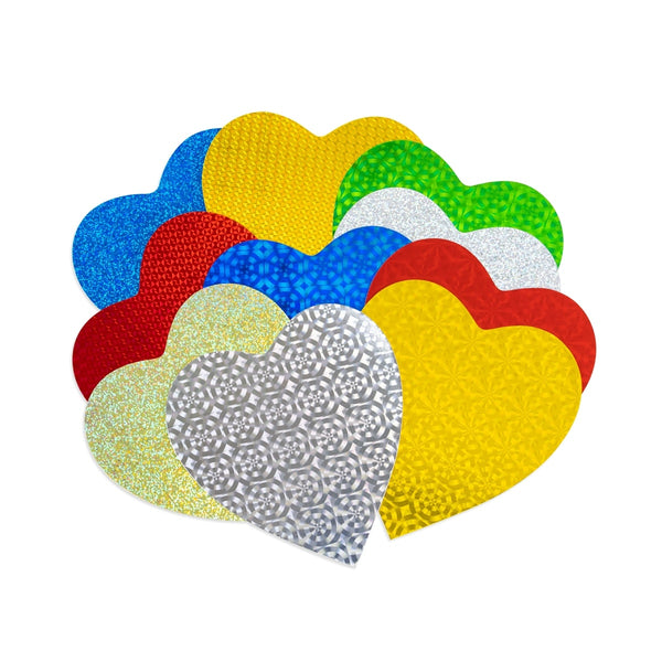 Hearts & Stars - Cardstock, Holographic, 10 ct., 6" Hearts, Asst'd Designs & Colors