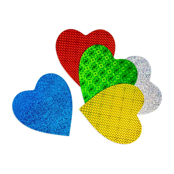 Hearts & Stars - Cardstock, Holographic, 10 ct., 6" Hearts, Asst'd Designs & Colors