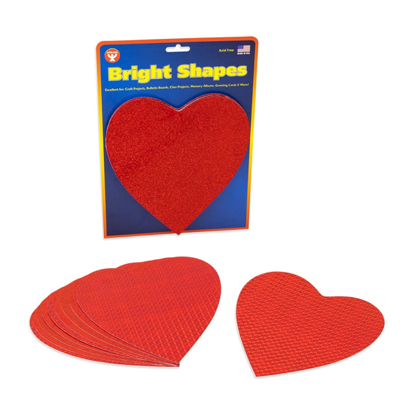 Hearts & Stars - Cardstock, Holographic, 10 ct., 6" Red Hearts, Asst'd Designs