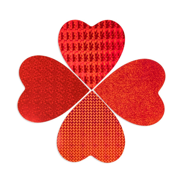 Hearts & Stars - Cardstock, Holographic, 10 ct., 6" Red Hearts, Asst'd Designs