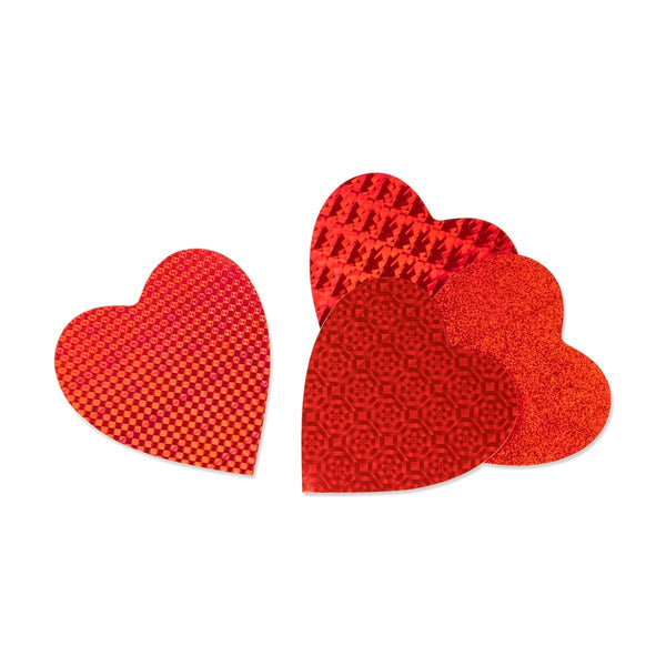 Hearts & Stars - Cardstock, Holographic, 10 ct., 6" Red Hearts, Asst'd Designs