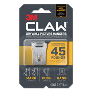 3M CLAW Drywall Picture Hanger - 45 lb (20.41 kg) Capacity - for Pictures, Project, Mirror, Frame, Art, Home, Decoration - Steel - Gray - 3 / Pack