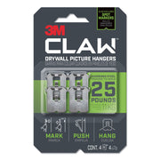 3M CLAW Drywall Picture Hanger - 25 lb (11.34 kg) Capacity - for Pictures, Project, Mirror, Frame, Art, Home, Decoration - Steel - Gray - 4 / Pack
