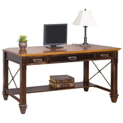 OfficeSource Refined 60"W Writing Desk - Vintage Black with Wood Plank Tops