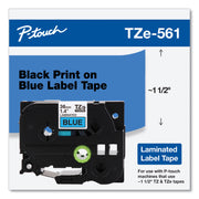Tze Standard Adhesive Laminated Labeling Tape, 1.4" X 26.2 Ft, Black On Blue