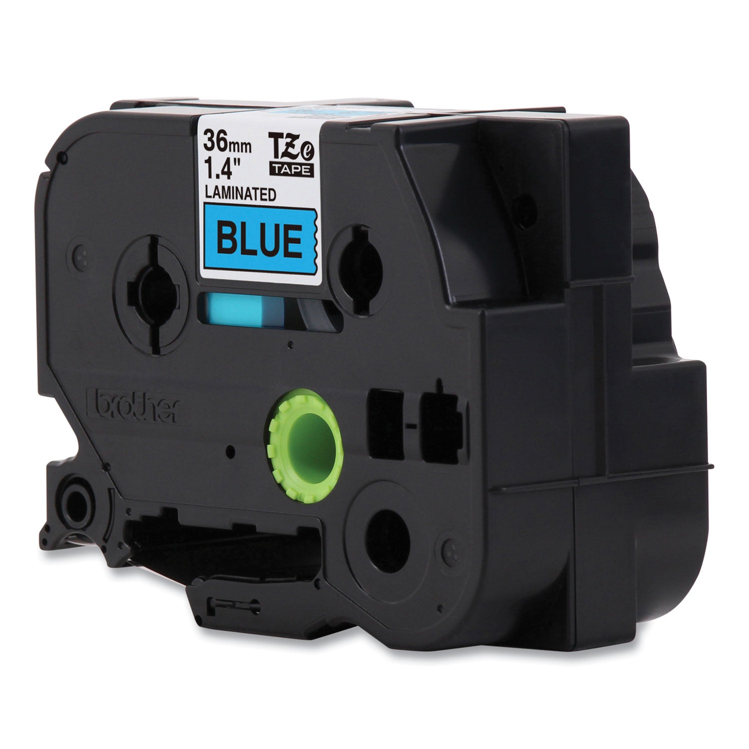 Tze Standard Adhesive Laminated Labeling Tape, 1.4" X 26.2 Ft, Black On Blue