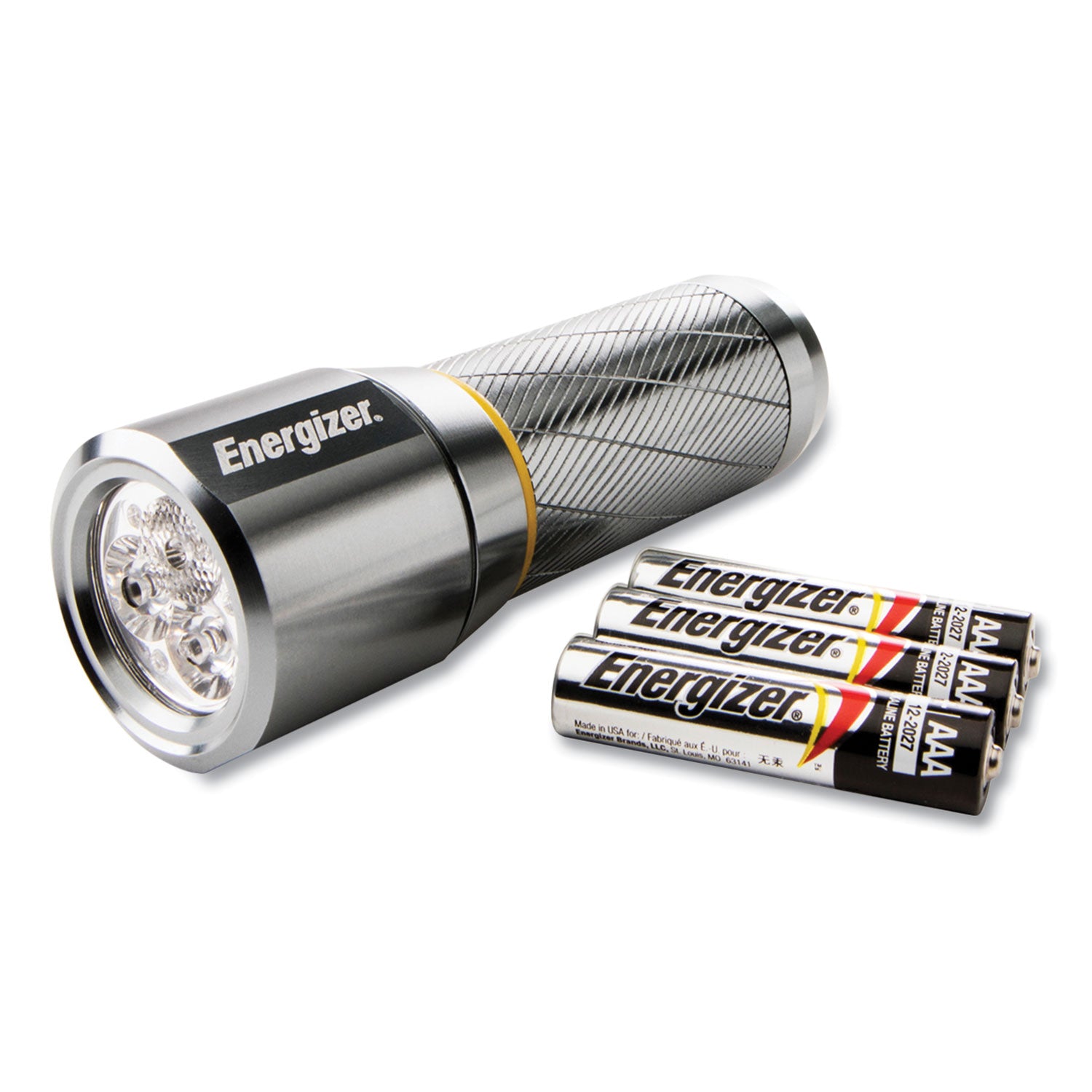 Energizer Vision HD Compact Flashlight - LED - 270 lm Lumen - 3 x AA - Battery - Metal - Chrome - 1 Each