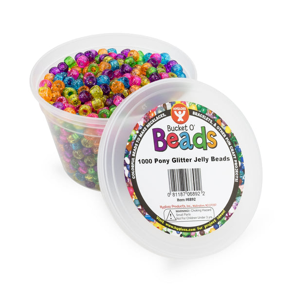 Bucket O'Beads Class Economy - 1000 Pony Glitter Jelly Beads