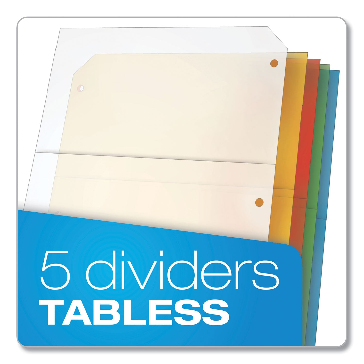 Cardinal&reg; Ring Binder Poly Pockets - 11.3" Height x 0.4" Width x 9.8" Length - 40 x Sheet Capacity - For Letter 8 1/2" x 11" Sheet - Ring Binder - Assorted - Polypropylene - 5 / Pack
