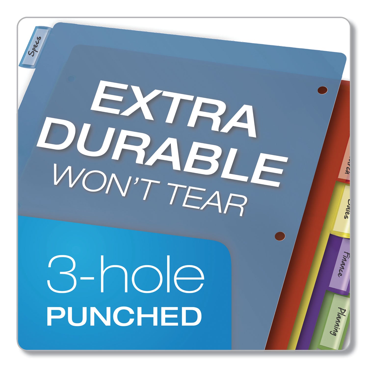 Cardinal&reg; Extra-tough Poly Dividers - 8 Tab(s)/Set - Letter - 8.50" Width x 11" Length - 3 Hole Punched - Polypropylene Divider - Multicolor Tab(s) - Fray Resistant, Tear Resistant, Scratch Resistant, Transfer Safe, Insertable Tab - 4 / Pack