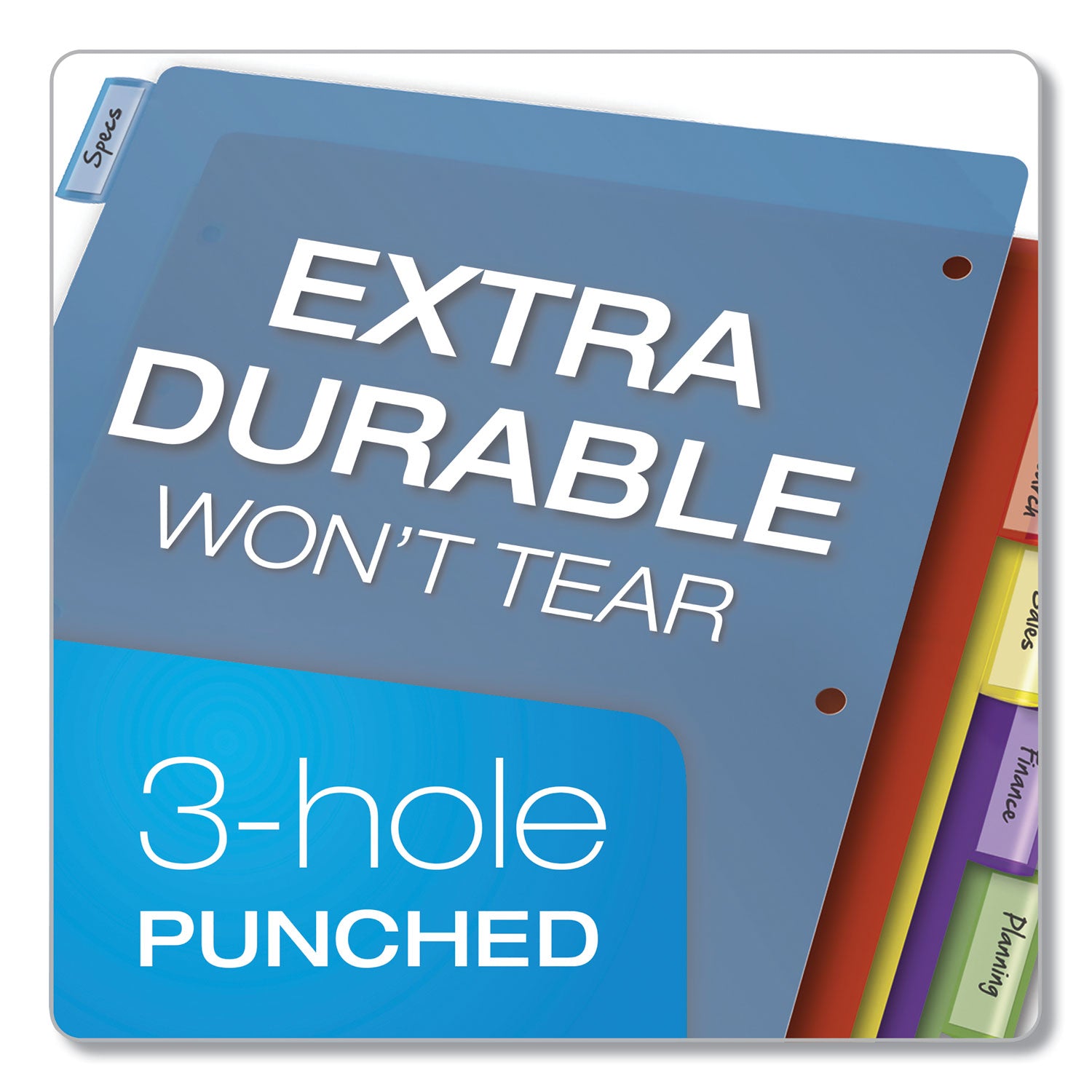 Cardinal&reg; Extra-tough Poly Dividers - 5 Tab(s)/Set - Letter - 8.50" Width x 11" Length - 3 Hole Punched - Polypropylene Divider - Multicolor Tab(s) - Fray Resistant, Tear Resistant, Scratch Resistant, Transfer Safe, Insertable Tab - 4 / Pack