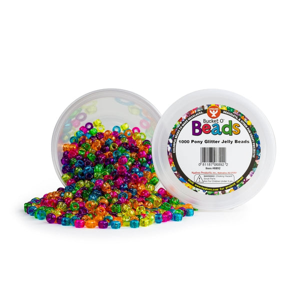 Bucket O'Beads Class Economy - 1000 Pony Glitter Jelly Beads