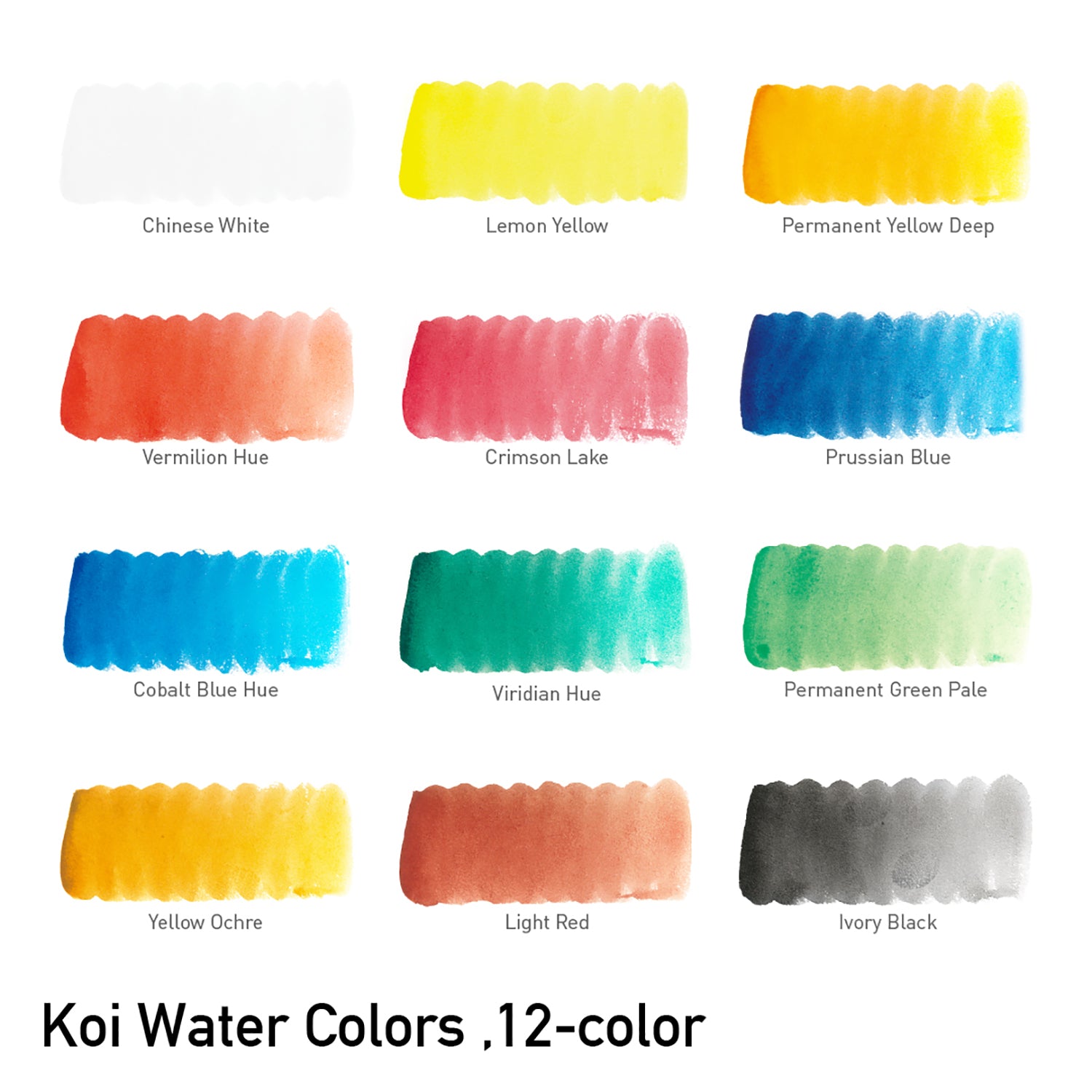 Koi Water Colors Field Sketch Box with Brush, 12 Colors