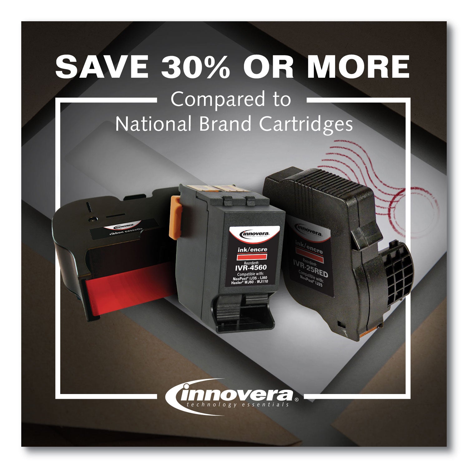 Remanufactured Red Postage Meter Ink, Replacement for ISINK34, 8,500 Page-Yield