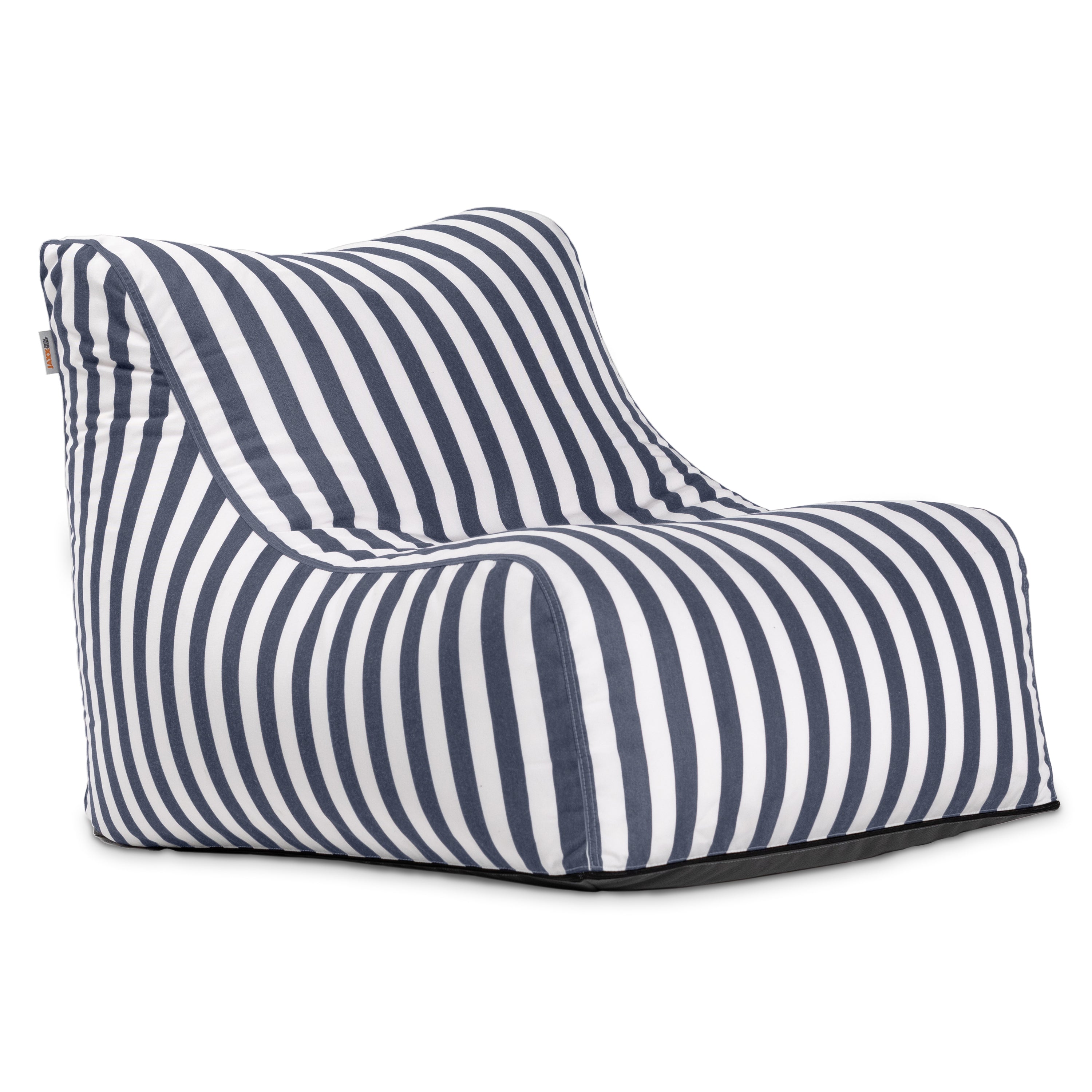 Jaxx Ponce Outdoor Bean Bag Chair - Weather Resistant Patio and Poolside Lounge Seating, Navy Striped