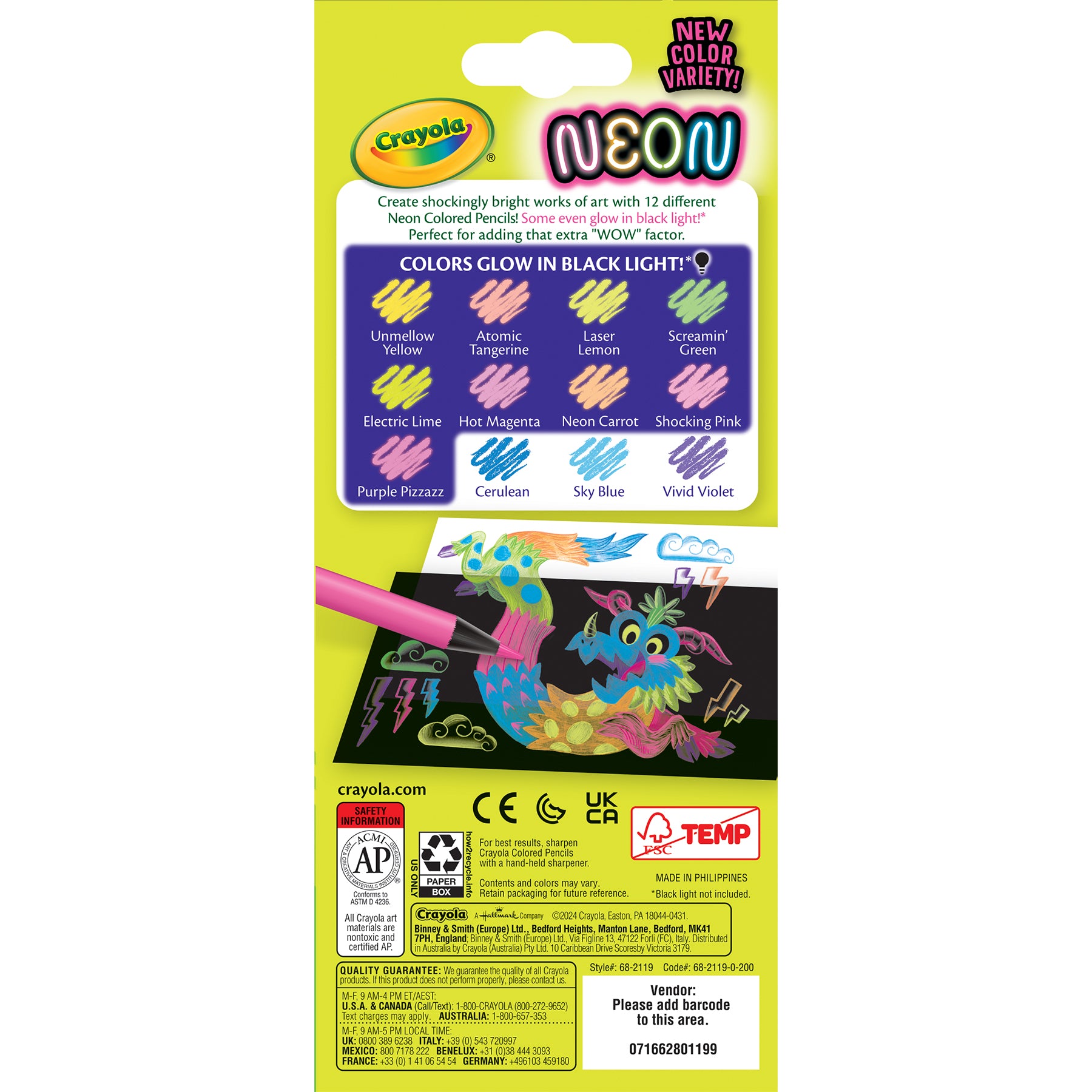 Neon Colored Pencils, Pack of 12