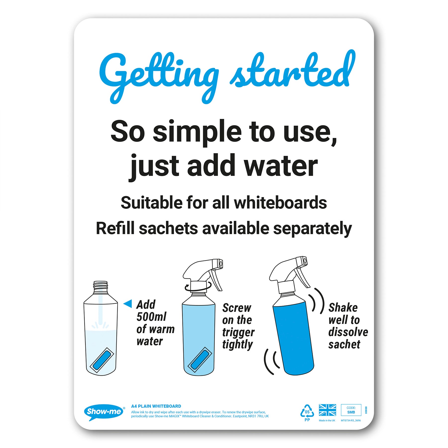 Refillable Dry Erase Board Cleaner, 16.9 fl. oz., Pack of 6