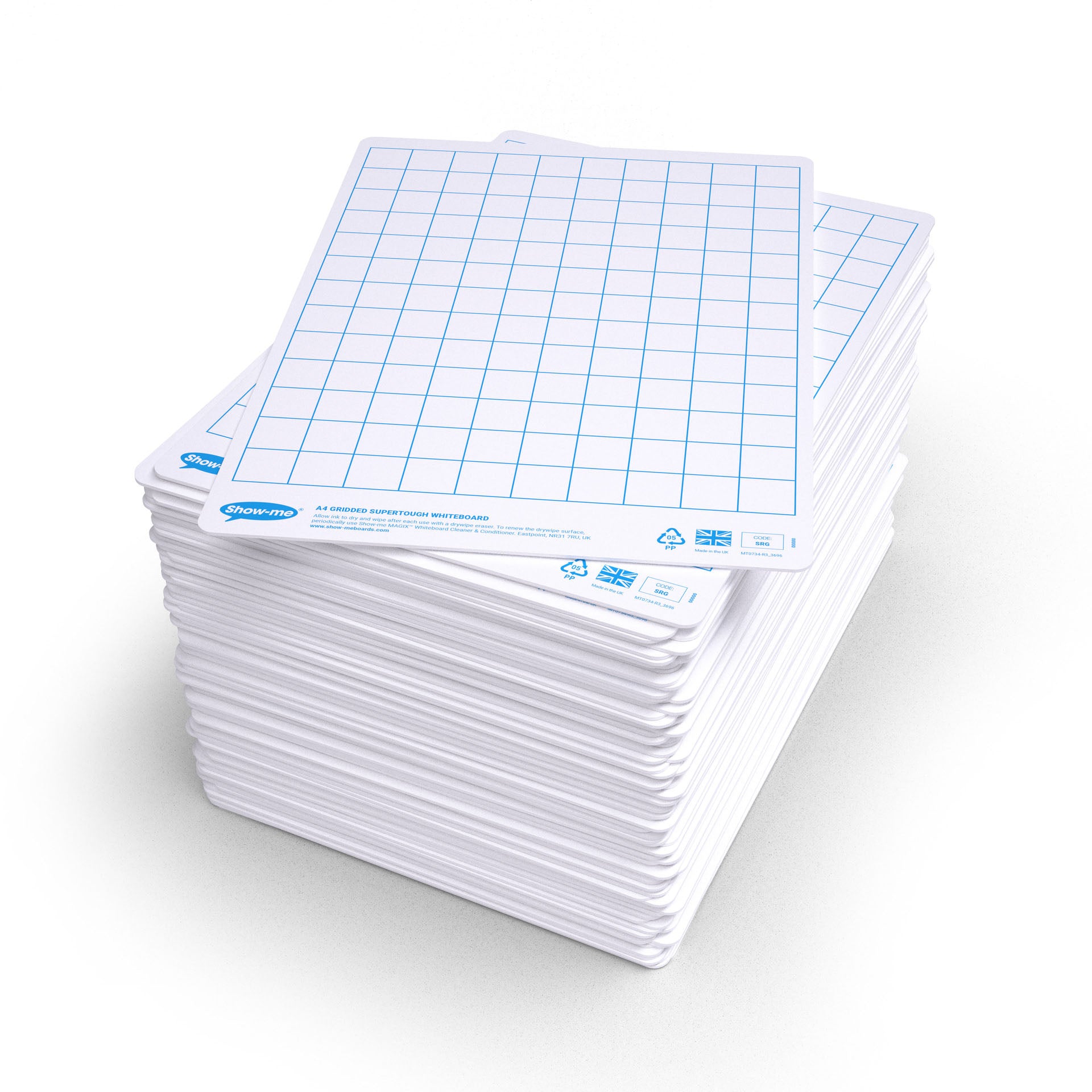 Bulk Box of 100 x Gridded/Plain SUPERTOUGH 8" x 12" Lapboards, with Pens, Erasers, Cleaner