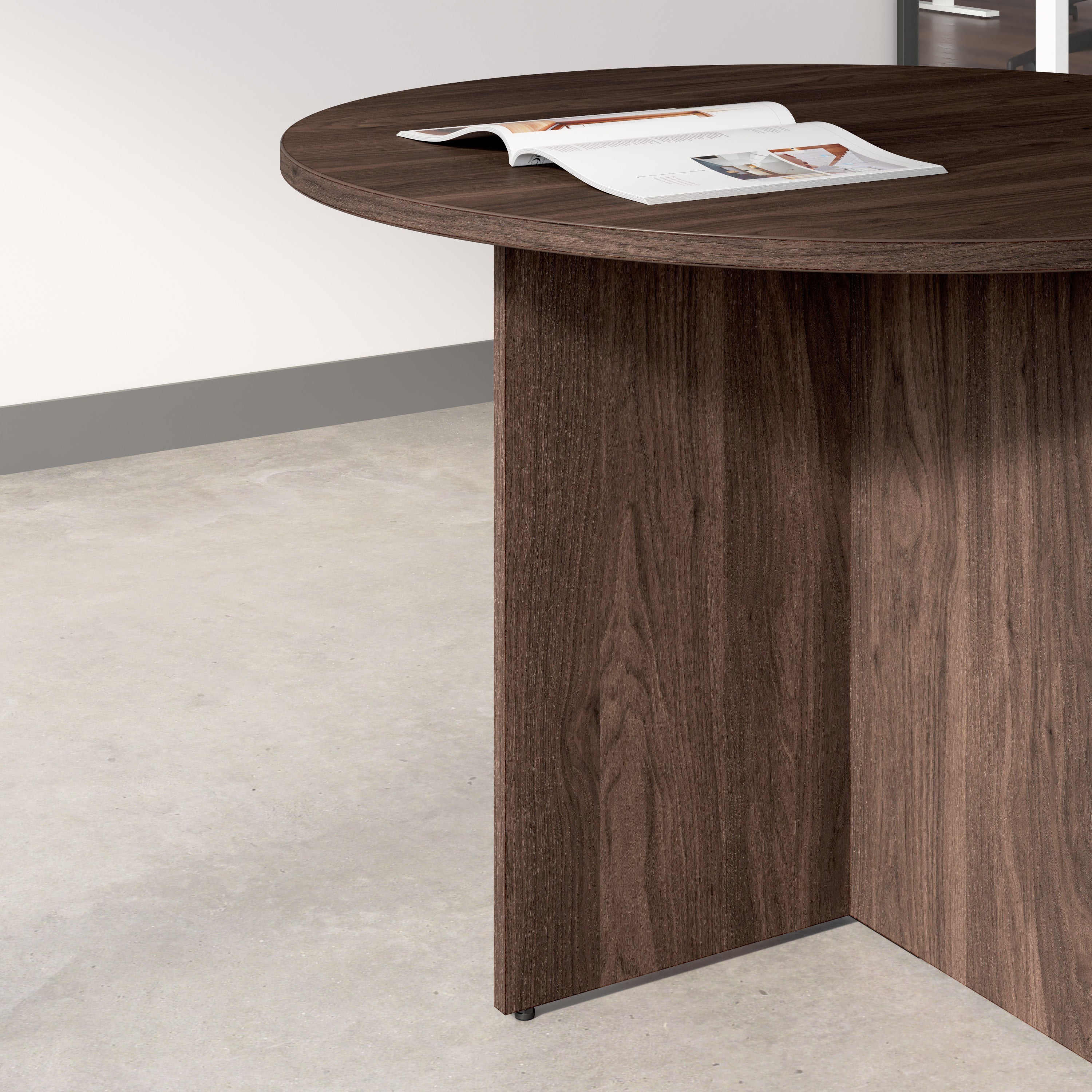 Bush Business Furniture 42-inch Round Conference Table with Wood Base in Black Walnut - 41.38" Width x 41.38" Depth x 28.65" Height