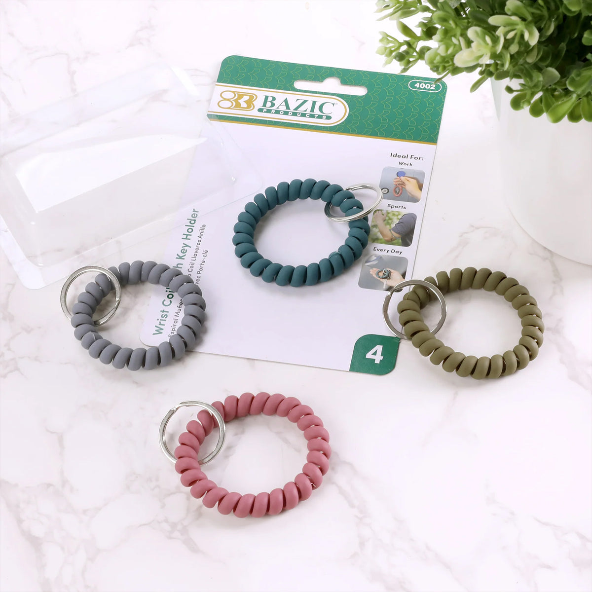 4PK WRIST COIL W KEY HOLDER