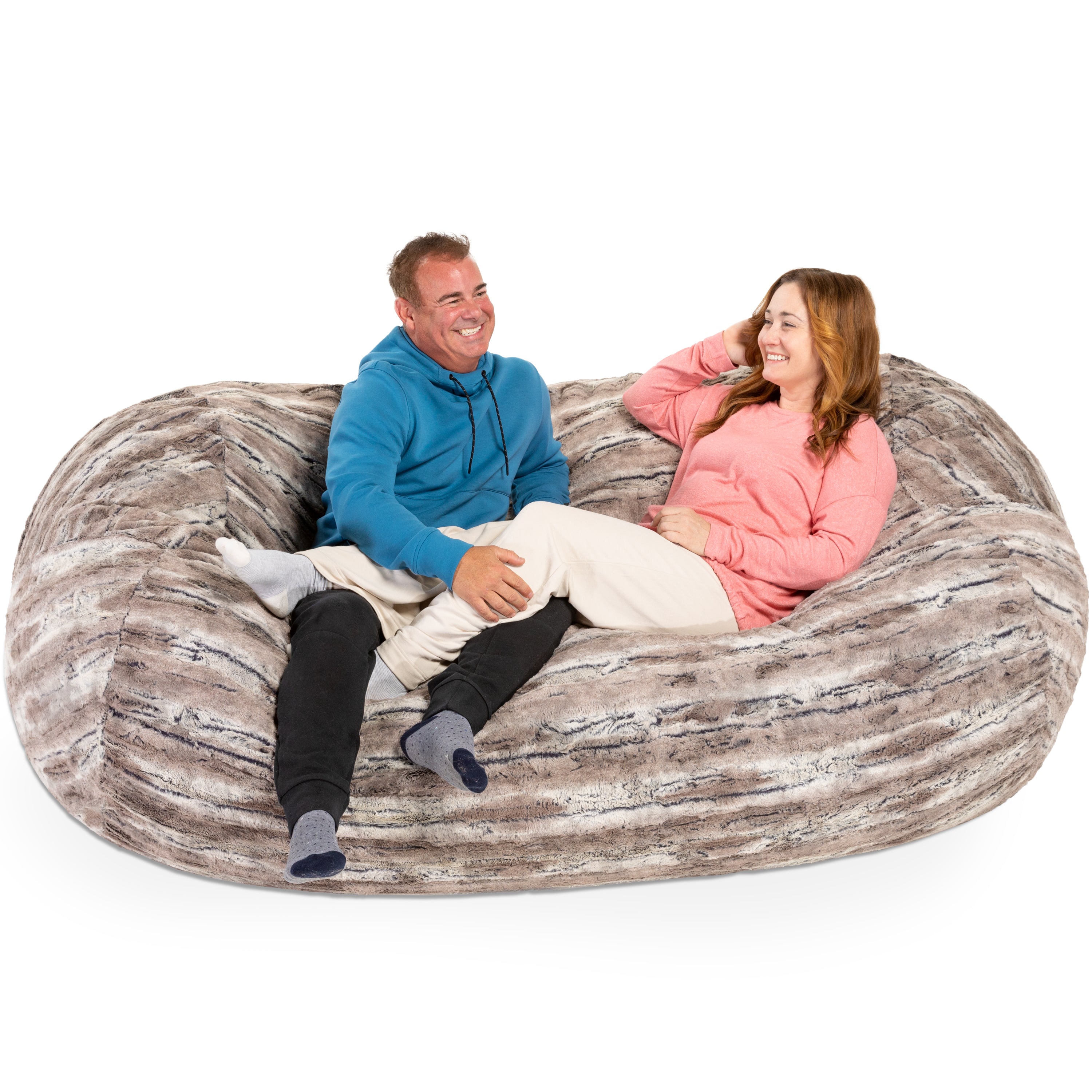 Jaxx Grand Lounger 7 Foot Bean Bag Sofa - Luxe Faux Fur, Mountain Fox