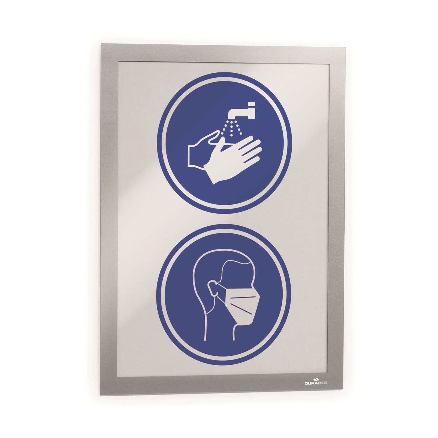 DURABLE Duraframe Half Letter, 5.50" x 8.50" Insert, Rectangle, Magnetic, Dual-sided, Self-adhesive, Repositionable, Silver, 2 Pack