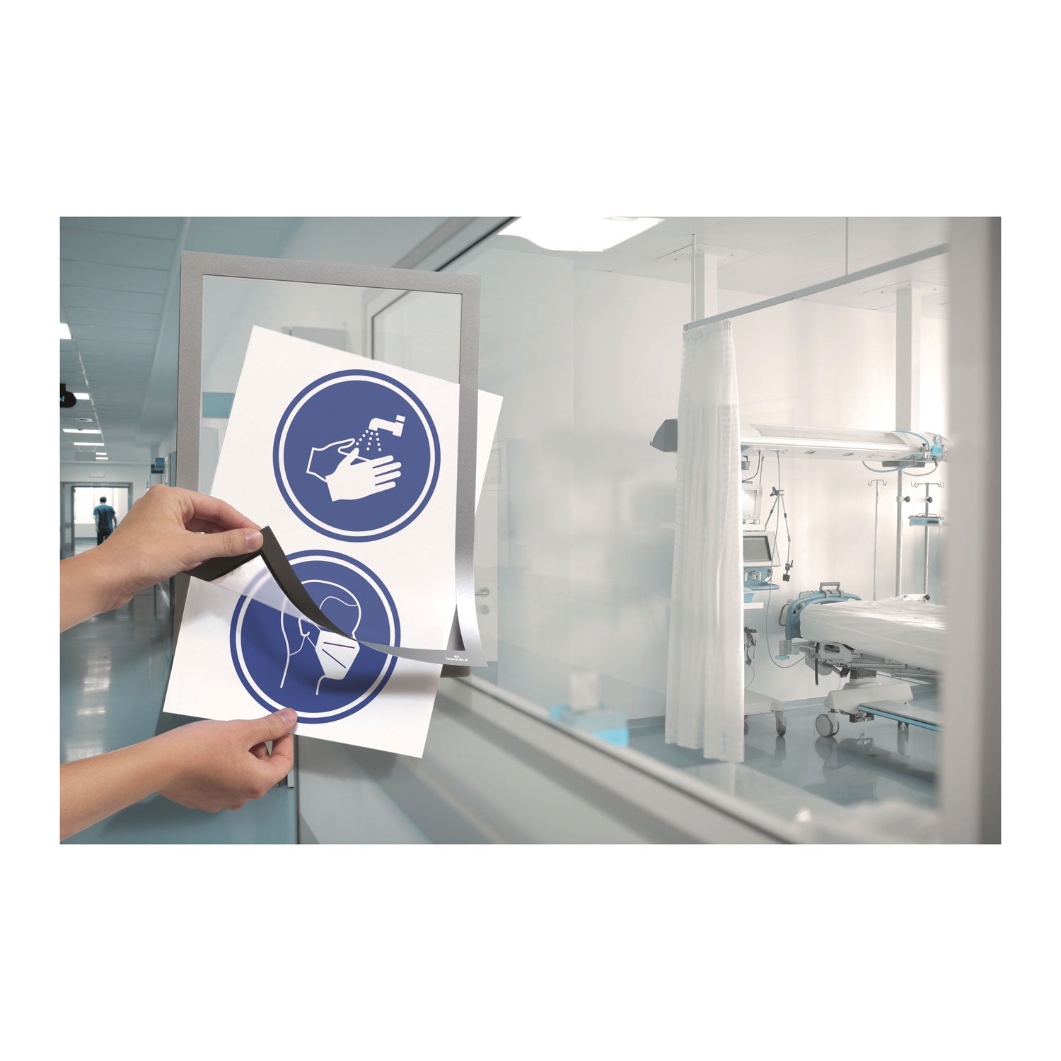 DURABLE Duraframe Magnetic Self-adhesive Frame, 11" x 8.5", Rectangle, Horizontal/Vertical, Dual-sided, Sturdy, Silver, 2/Pack