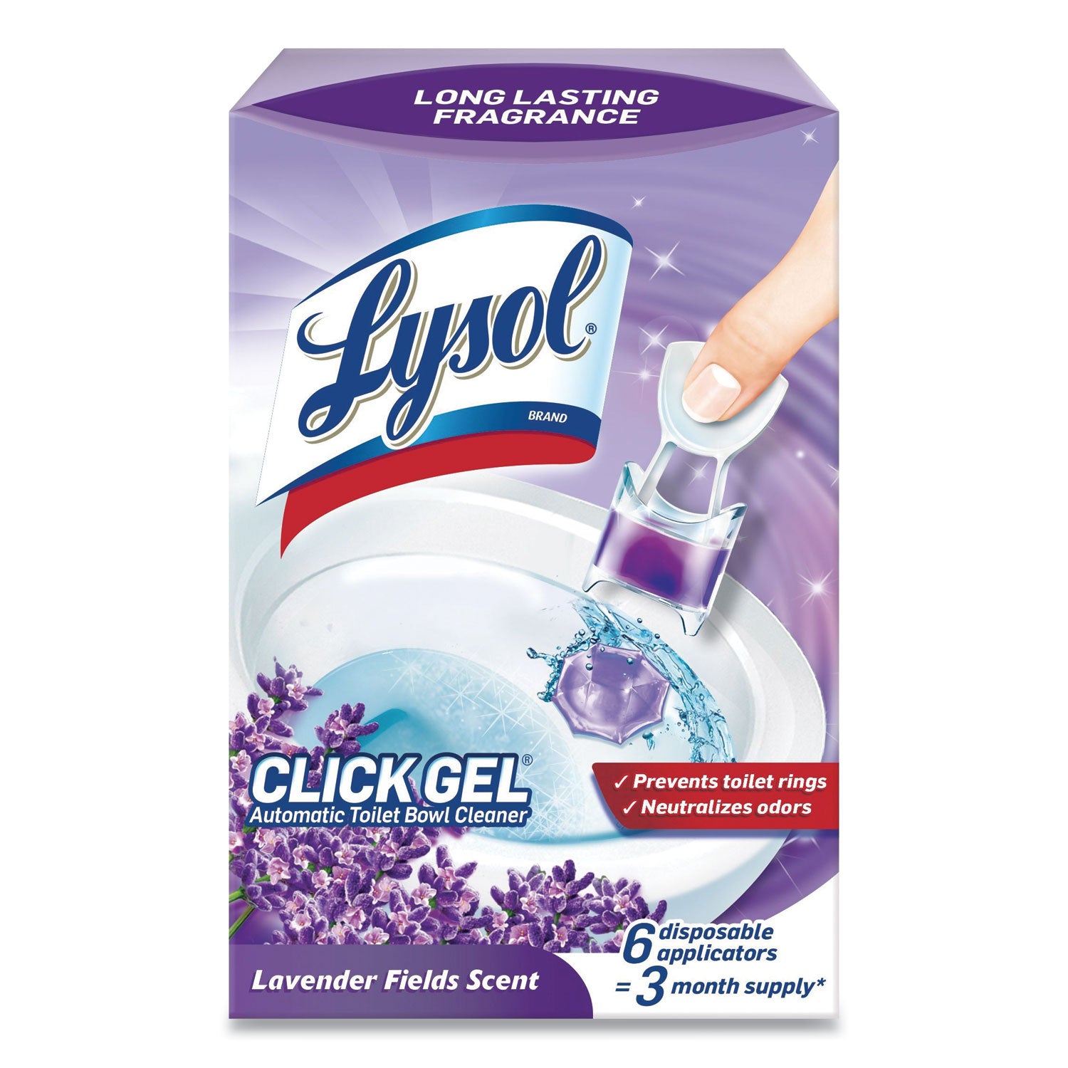Click Gel Automatic Toilet Bowl Cleaner, Lavender Fields, 6/box, 4 Boxes/carton