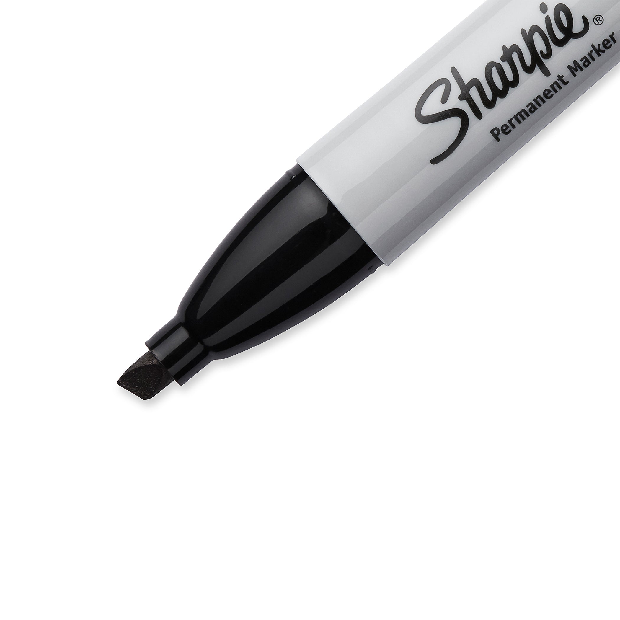 Permanent Markers, Chisel Tip, Black, Pack of 4