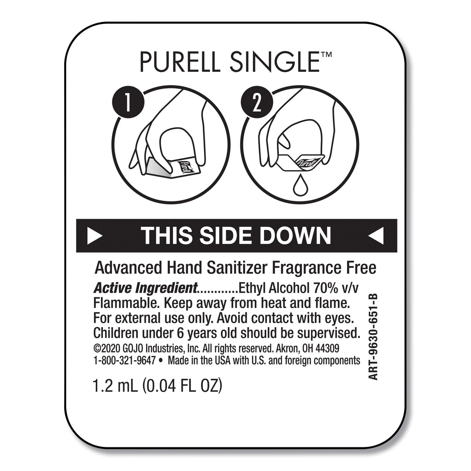 Advanced Hand Sanitizer Single Use, Gel, 1.2 mL, Packet, Fragrance-Free, 2,000/Carton