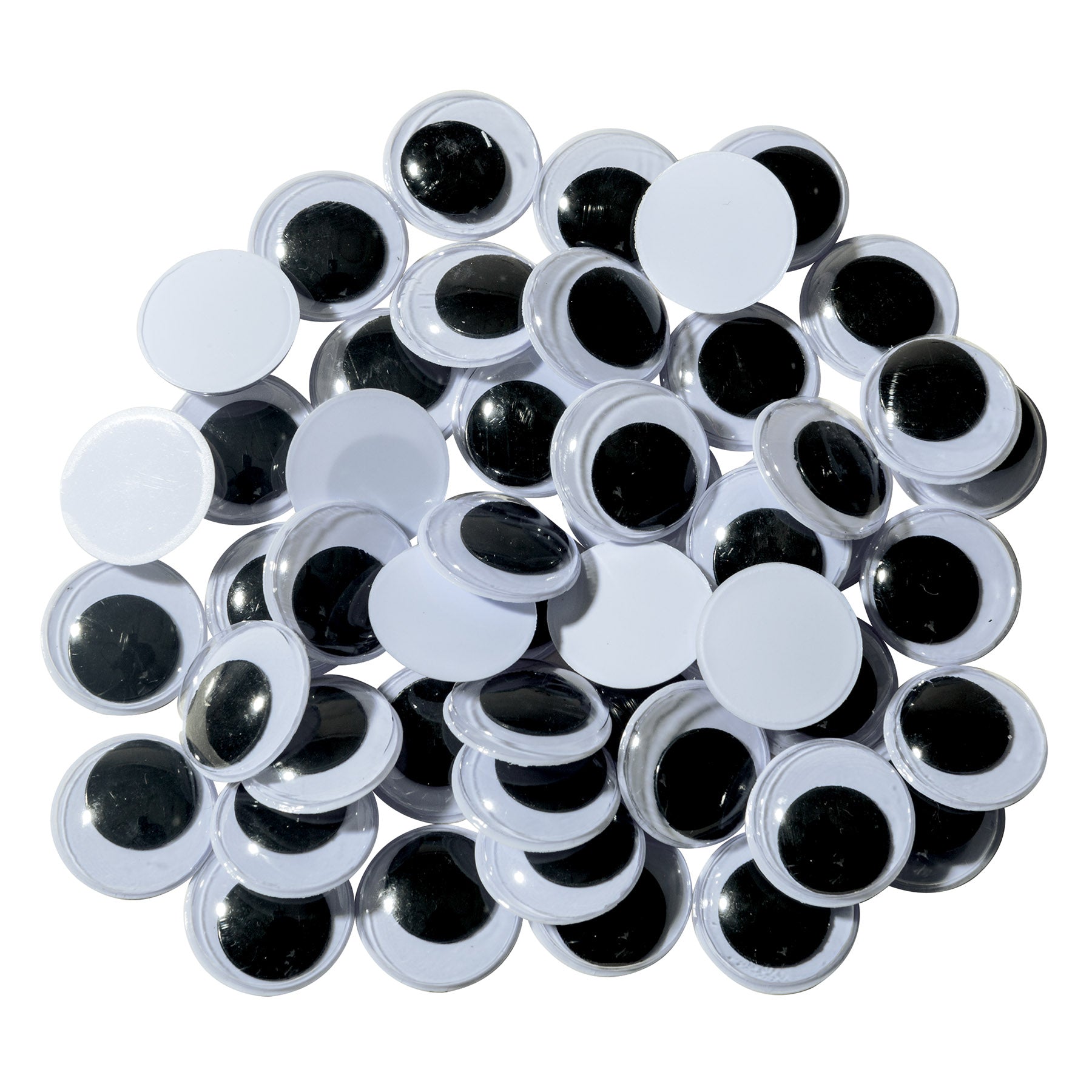 Wiggle Eyes, Black, 15 mm, 50 Pieces
