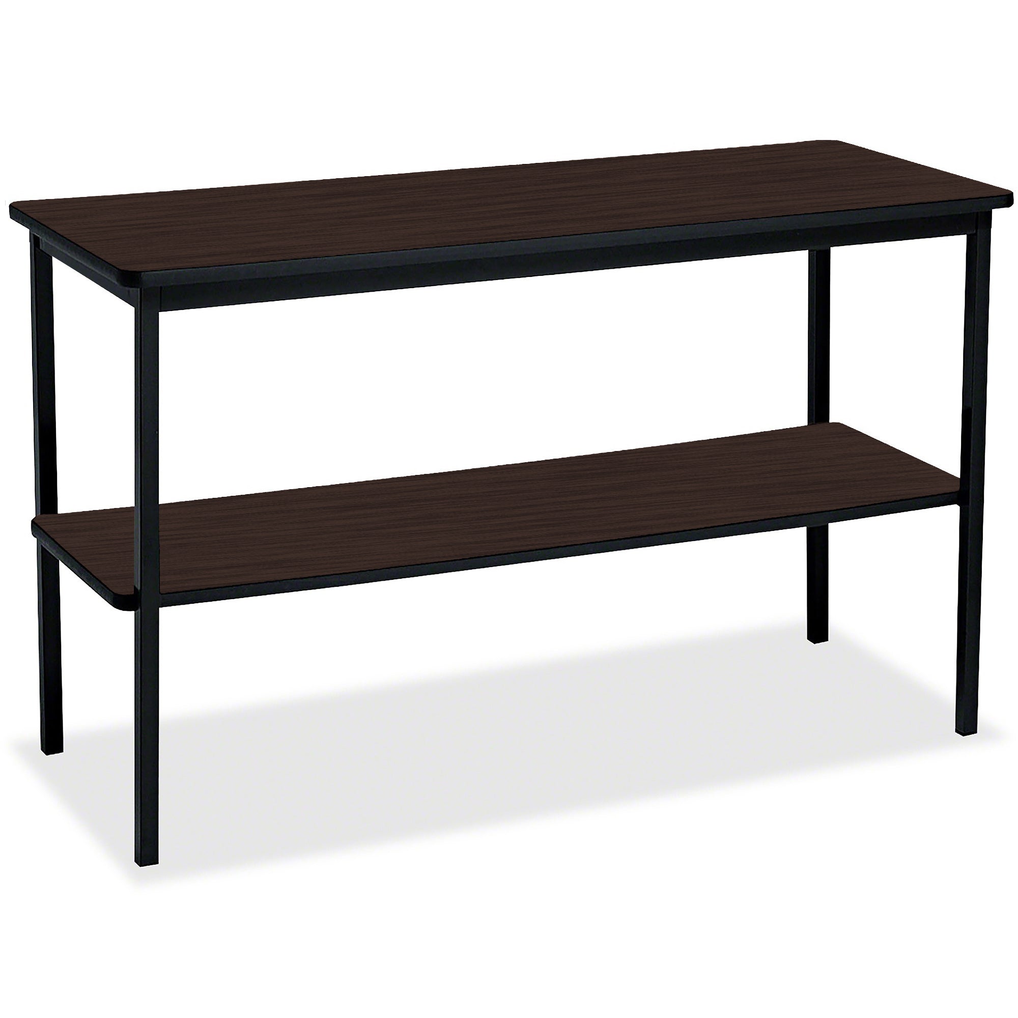 OfficeWorks™ Utility Table Double Shelf, Walnut - 18" x 48"