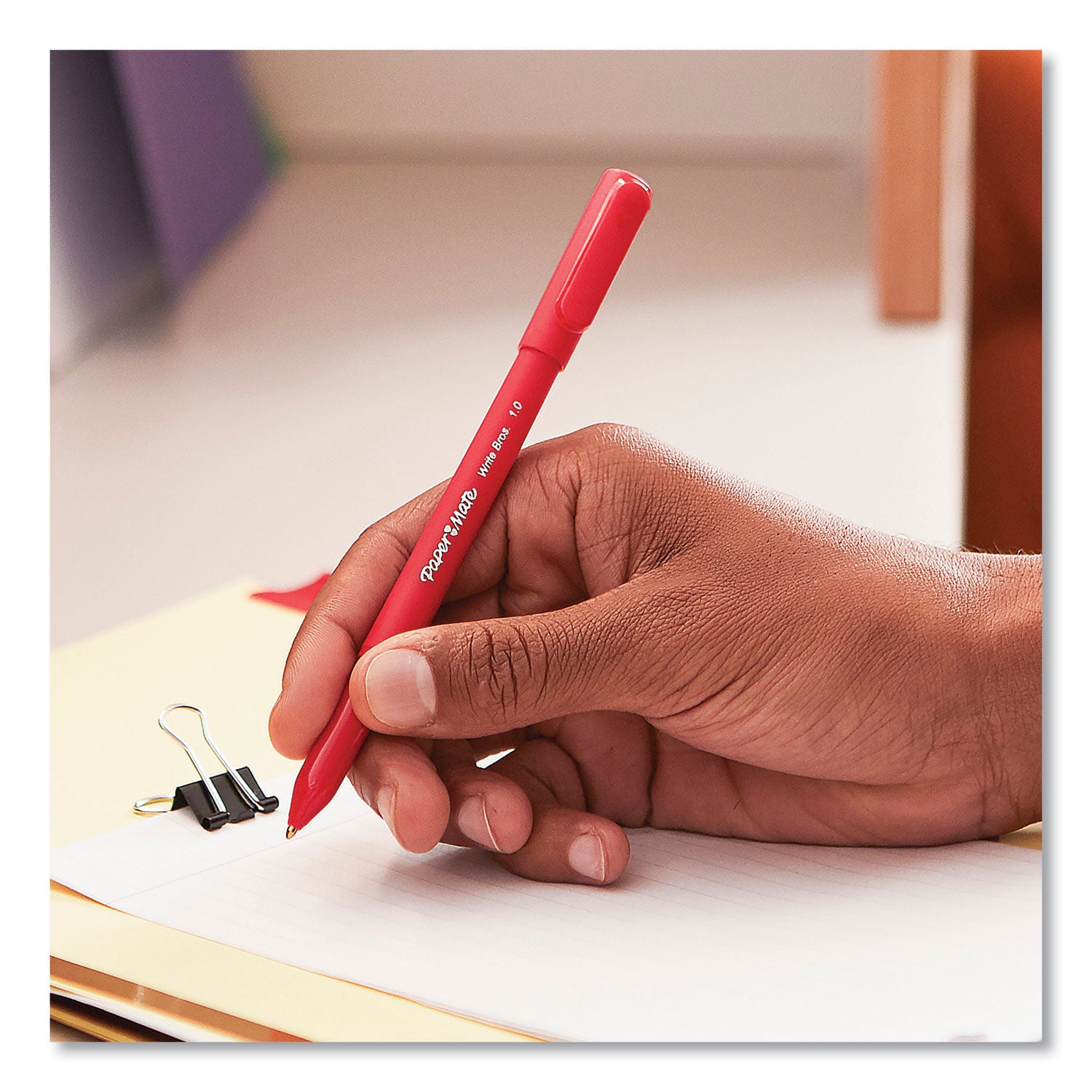 Paper Mate Ballpoint Stick Pens - Medium Pen Point - Red Ink - Red Barrel - 1 Dozen