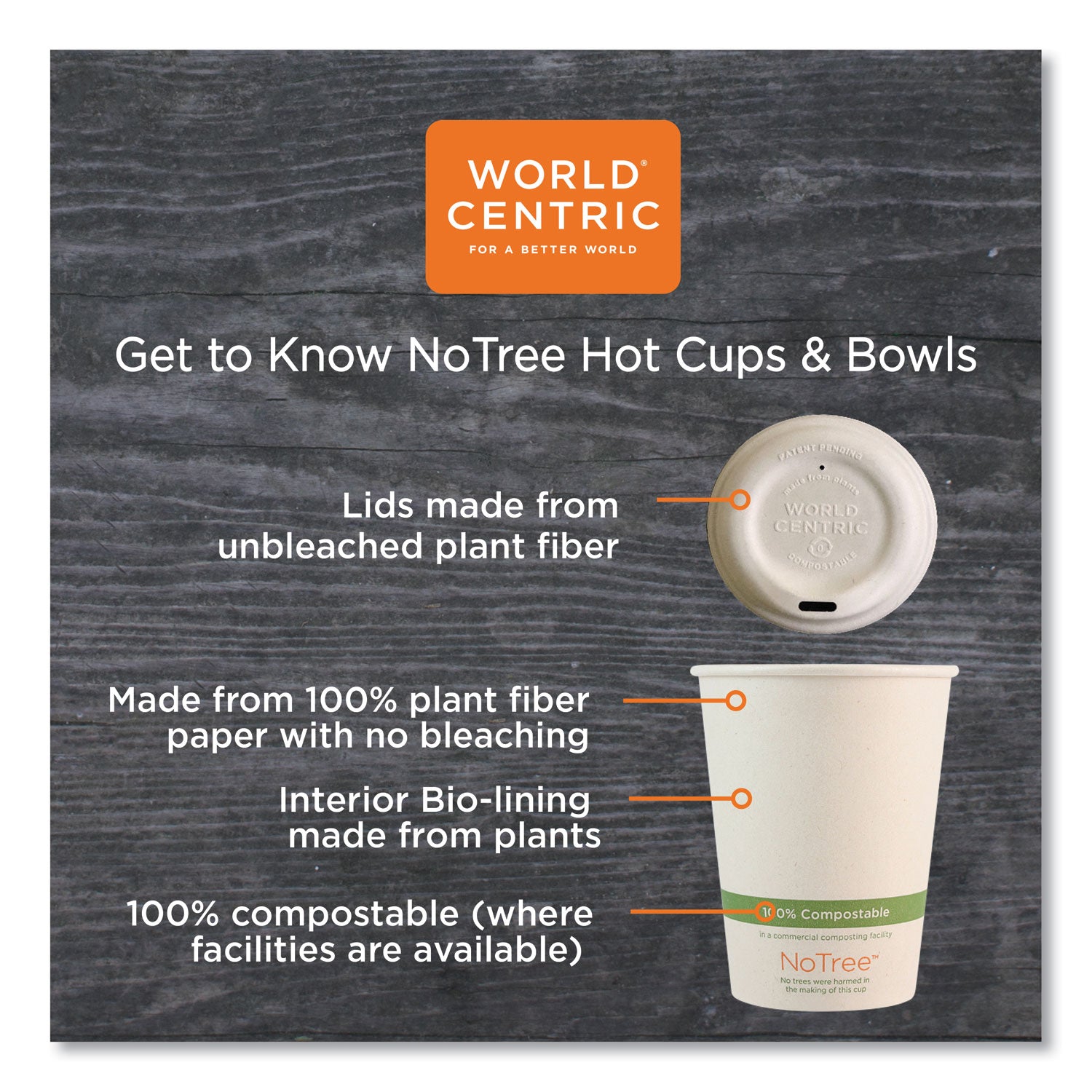 No Tree Paper Bowls, 16 oz, 4.4" Diameter x 3" h, Natural, Sugarcane, 500/Carton