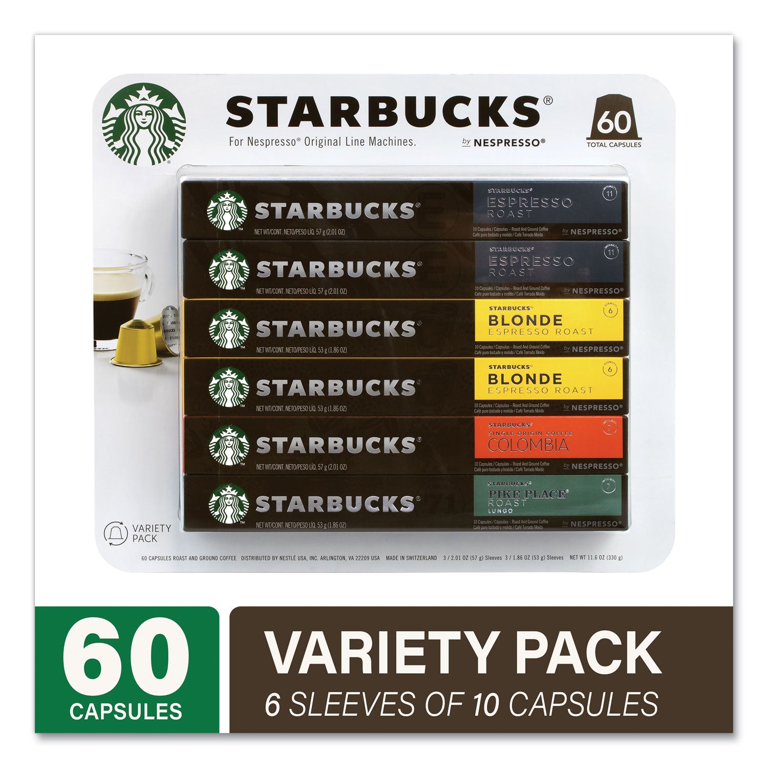 60 Pod - Pod - Caffe Verona, Pike Place Roast, Colombia, Blonde Espresso Roast - 6 / Carton