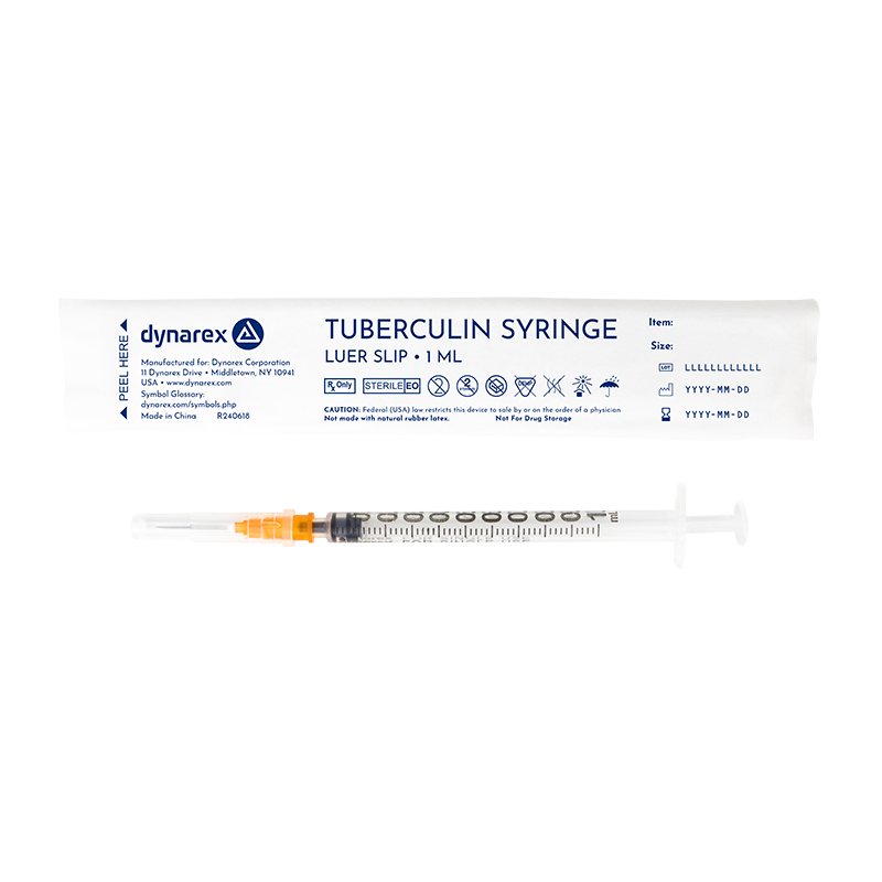 Tuberculin Non-Safety Syringe - Luer Slip, 25G, 5/8" Needle, 1 cc - 100 per box / 10 boxes per case