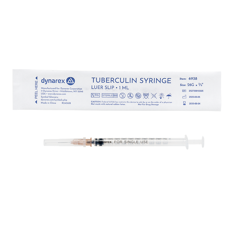 Tuberculin Non-Safety Syringe - Luer Slip, 26G, 3/8" Needle, 1 cc - 100 per box / 10 boxes per case