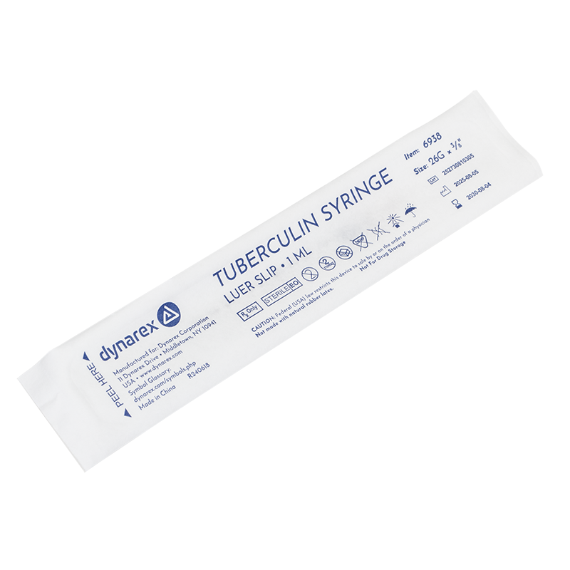 Tuberculin Non-Safety Syringe - Luer Slip, 26G, 3/8" Needle, 1 cc - 100 per box / 10 boxes per case