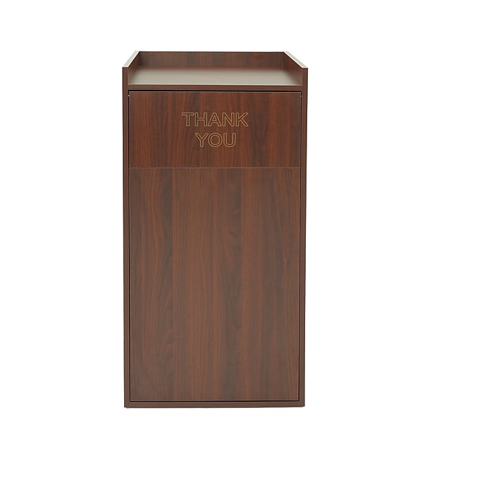 Mahogany 40 Gallon Wood Receptacle Enclosure with Drop Hole and Tray Shelf