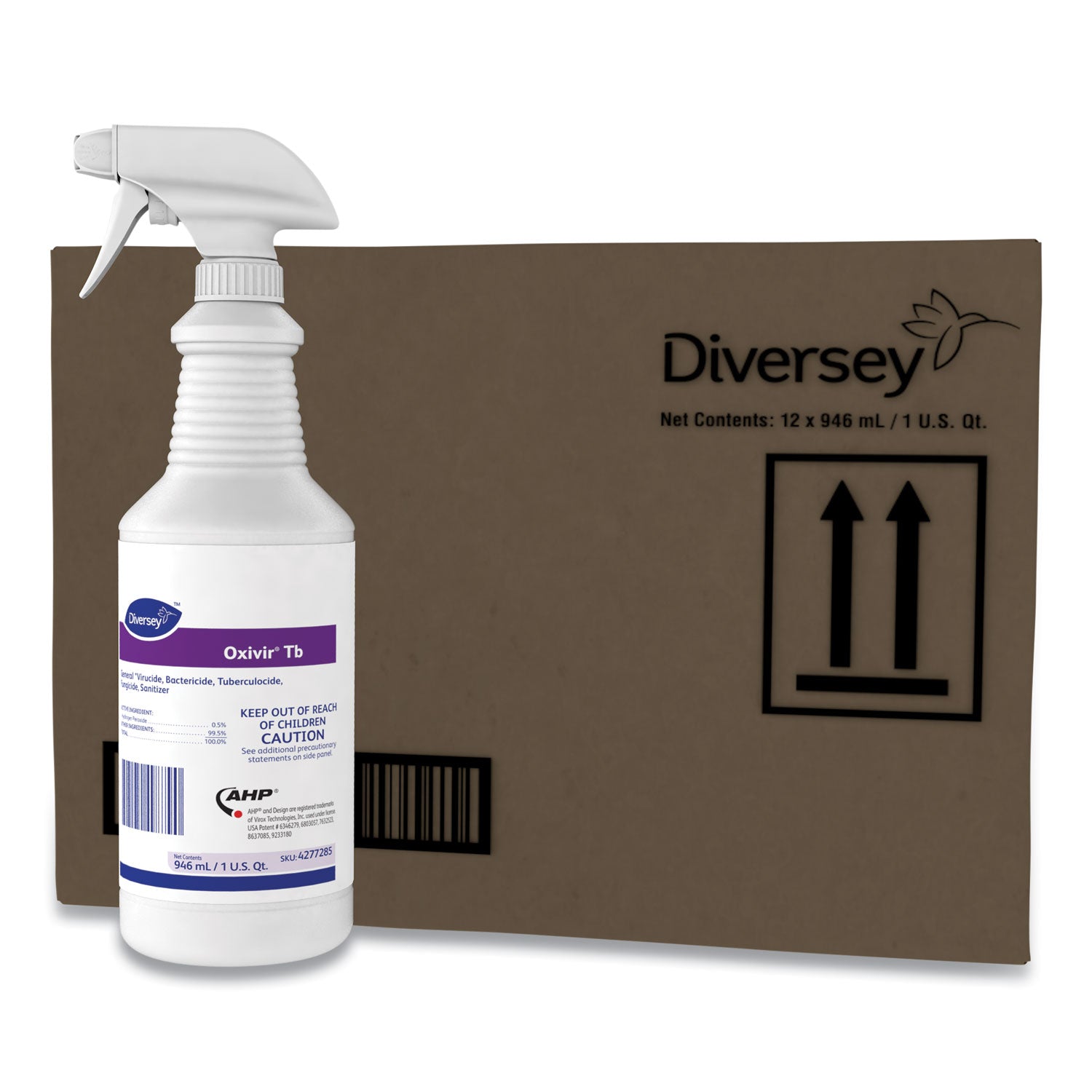 Diversey Oxivir Ready-to-use Surface Cleaner - For Hospital, Ceramic, Enamel, Fiberglass, Glass, Grout, Laminate, Metal, Plastic, Vinyl - Liquid - 32 fl oz (1 quart) - VOC-free, APE-free, Odorless, Unscented Bottle - 1 Each